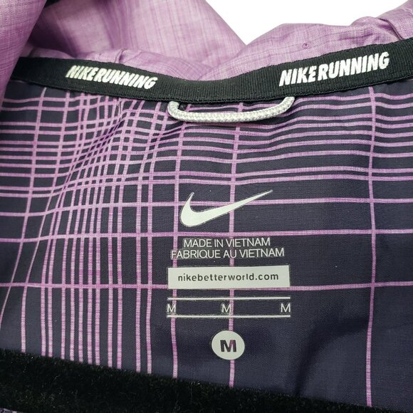 Nike Phenom Vapor Purple Plaid Hooded Lightweight Windbreaker Running Jacket - Picture 12 of 12
